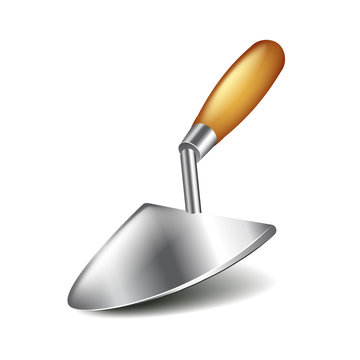 metallic trowel with wooden handle clip art preview