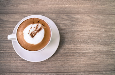 Hot cappuccino coffee cup background