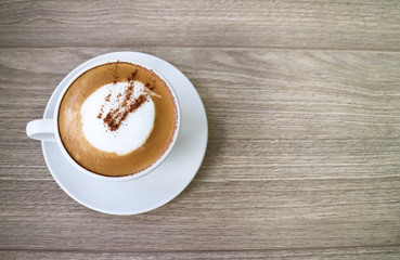 Hot cappuccino coffee cup background
