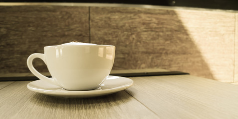 Hot cappuccino coffee cup background