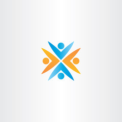 people teamwork orange blue vector logo sign