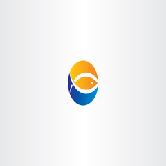 water wave fish and sun vector logo icon