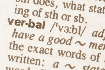 Dictionary definition of word verbal