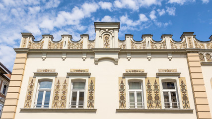 Obraz premium Facade of an old appartment buidling in Budapest Hungary with a