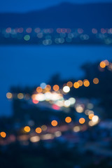 Traffic lights of the night city road