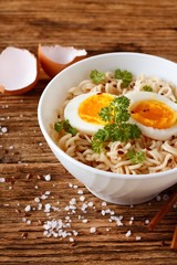 Chinese soup in white bowl