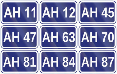 Collection of route shields for the Great Asian Highway