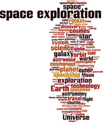 Space exploration word cloud concept. Vector illustration