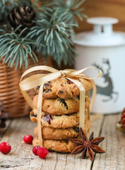 Cookies with cranberries. Christmas gifts. The rustic style