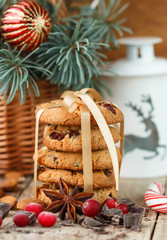 Cookies with cranberries. Christmas gifts. The rustic style