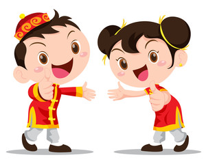 Vector illustration Chinese Kids