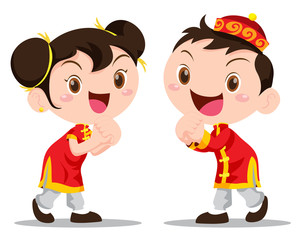 Vector illustration Chinese Kids