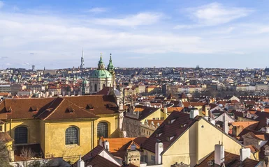 Deurstickers View on the city of Prague from castle hill © picturist