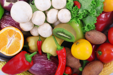 Colourful fruit and vegetable background