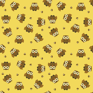 Seamless cartoon owl pattern