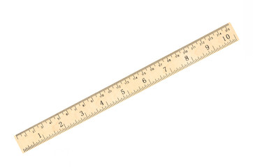 retro wooden ruler isolated on white background - 97449593