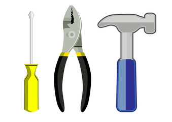 tools - hummer, screwdriver and pliers