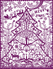 Merry Christmas cutout silhouette