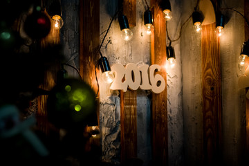 2016 year wood number Christmas Background
