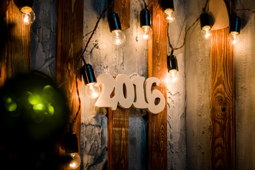  2016 year wood number Christmas Background