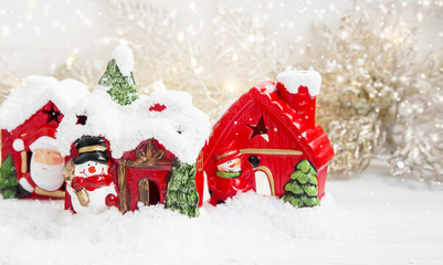 Christmas Houses in the Snow