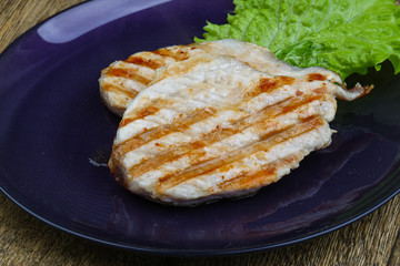 Grilled pork steak