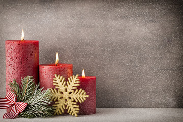 Christmas candles and lights. Christmas background.