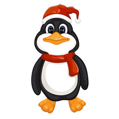 Illustration of Cute Christmas penguin .