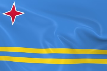 Waving Flag of Aruba - 3D Render of the Aruban Flag with Silky Texture