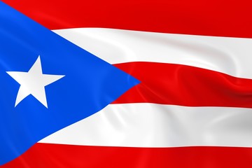 Fototapeta na wymiar Waving Flag of Puerto Rico - 3D Render of the Puerto Rican Flag with Silky Texture
