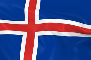 Waving Flag of Iceland - 3D Render of the Icelandic Flag with Silky Texture