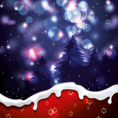 Christmas background with snow and trees