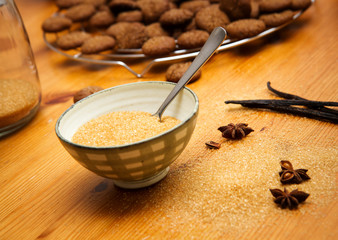 brown sugar in bowl for baking cookies in kitchen