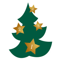 Tannenbaum mit 4 goldenen Sternen