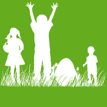 Kinder suchen Ostereier