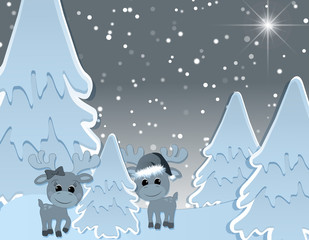 Winterlandschaft & Rentiere