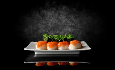 Fotobehang Sushi op zwart © Givaga