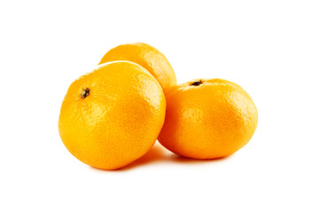 Ripe mandarins isolated on a white