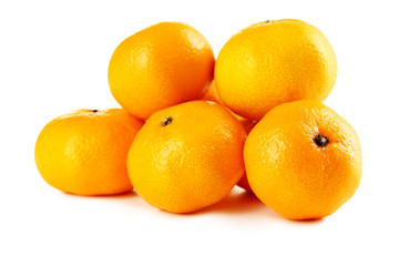 Ripe mandarins isolated on a white