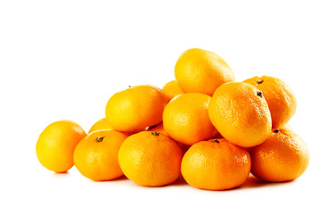 Ripe mandarins isolated on a white