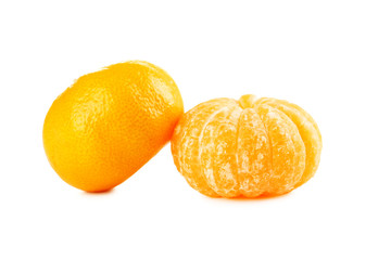 Ripe mandarins isolated on a white