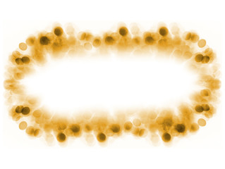 Christmas gold background frame with bokeh lights on white