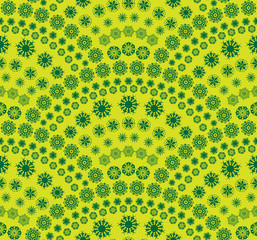 Vector abstract background of snowflakes arranged shaped green.