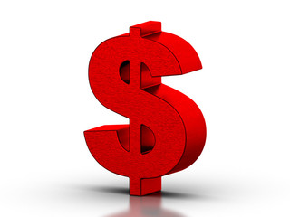 Red dollar sign on white background