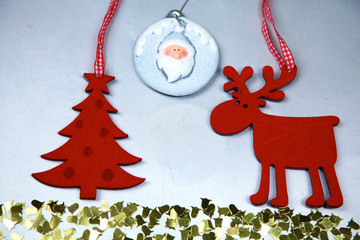 Christmas. Reindeer and Christmas tree isolate on white