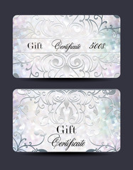Set of pearl gift certificates with floral design elements