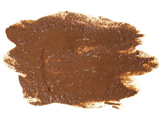 drops of mud sprayed isolated on white background, with clipping path