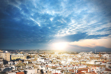 amazing sunset over seville