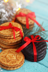 Fototapeta na wymiar stack of cookies. Christmas background. 