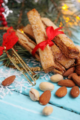 Fototapeta na wymiar Cookies sticks with nuts 